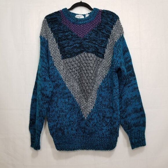 Sears Roebuck Co Sweaters - Sears and Robuck Co hand knit sweater blue size L